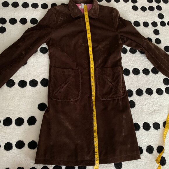 Anthropologie Sleeping On Snow Velvet Overcoat Chocolate Brown Boho Trench Coat - Picture 16 of 16